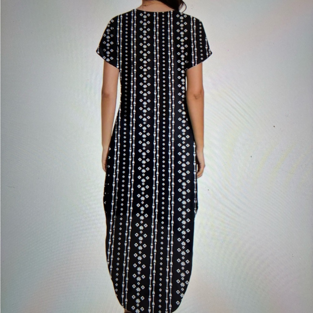 Black and White Patterned Women's Dress - Picture 2 of 8